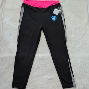 NWT Zone Pro Women's Medium Pink Leggings Gray Side Stripe Athletic